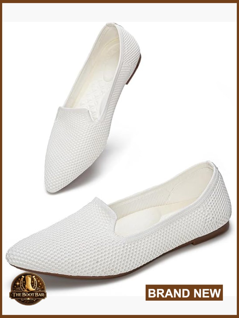Pointed Toe Knit Flats With Arch Support Slip On Work Shoes